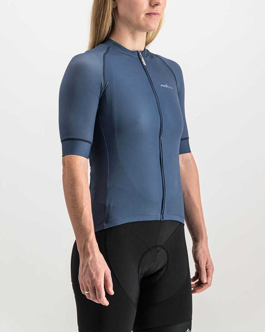 Ladies Navy coloured ProXision Cycle Top. Designed and manufactured by Enjoy cycling apparel.