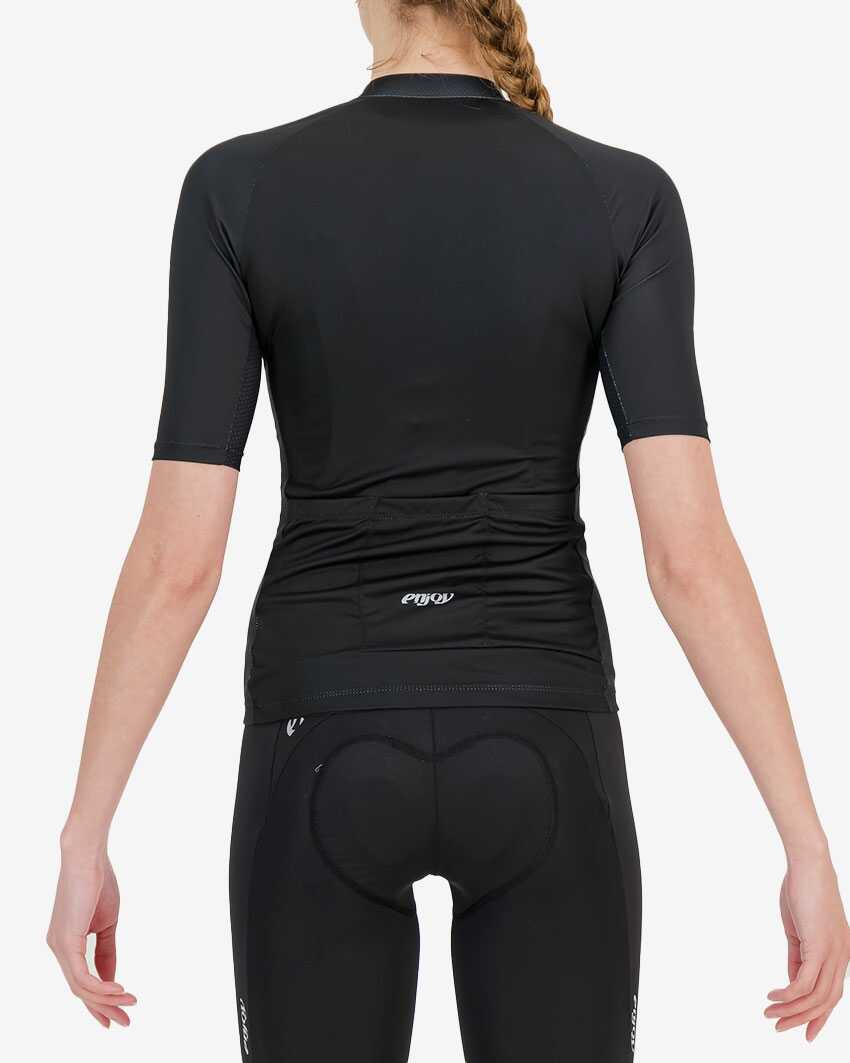 Back view of the mens black Supremium cycling jersey design made by Enjoy.cc