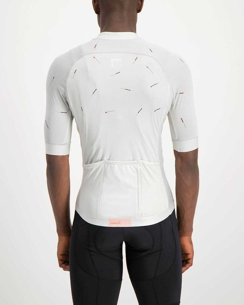 Mens Bad Student white coloured ProXision Cycle Top. Designed and manufactured by Enjoy cycling apparel.