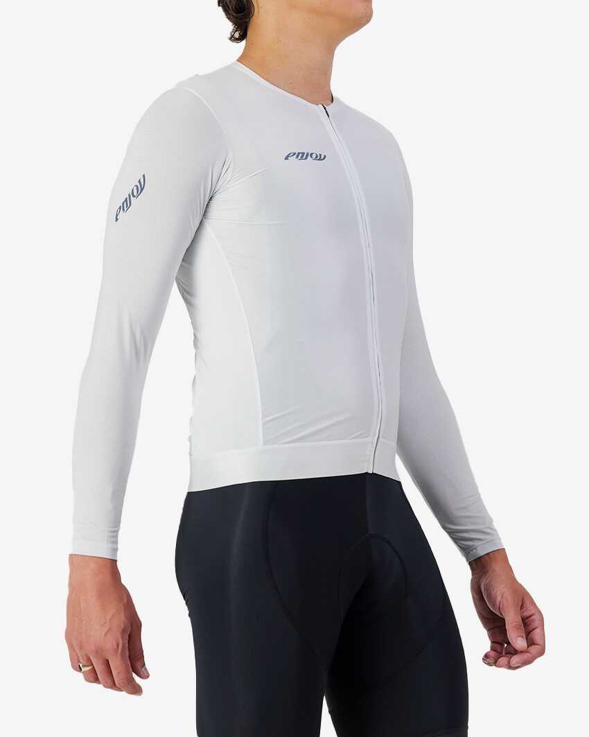 Side view of the ProXision men's long sleeve cycling jersey in an Arctic colour way by Enjoy.cc