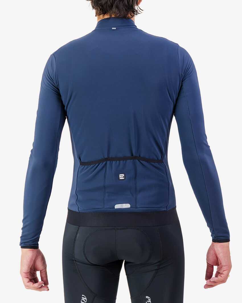 Back view of the Men's thermal race long sleeve jersey in a Navy colour way by Enjoy.cc